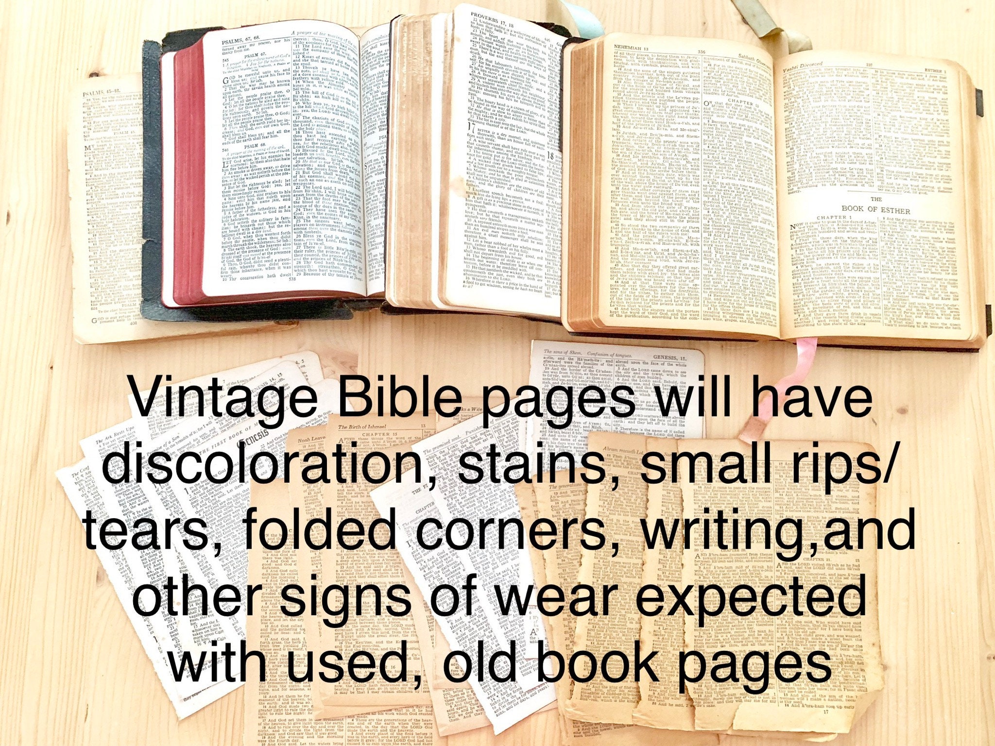 Vintage Bible pages. Set of 20 Old Book Pages from Bibles. Etsy