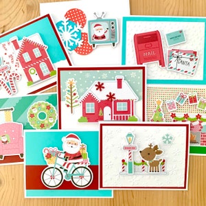 3D Christmas Cards. Set of 8, Assorted Winter and Santa Cards. Blank Inside