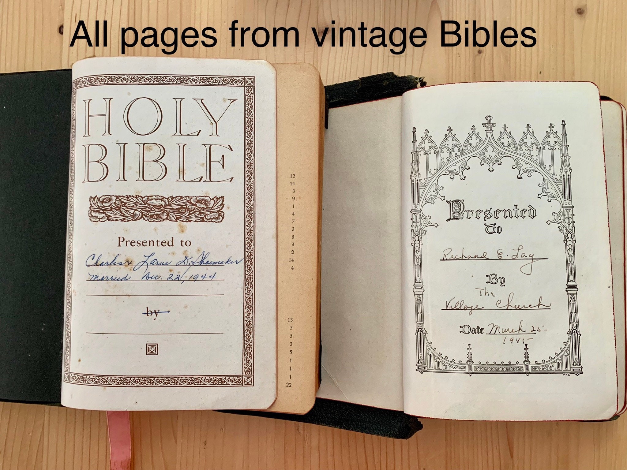 Vintage Bible pages. Set of 20 Old Book Pages from Bibles. | Etsy