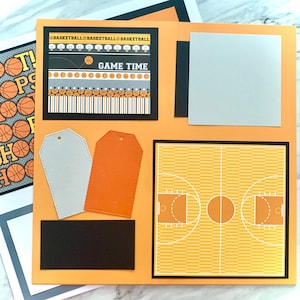 Basketball Scrapbook Page Double Layout. 12x12 inches.  DIY or Fully Assembled