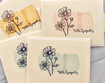 6 Handmade Sympathy Cards. Blank Sympathy Card Set. Condolence Cards