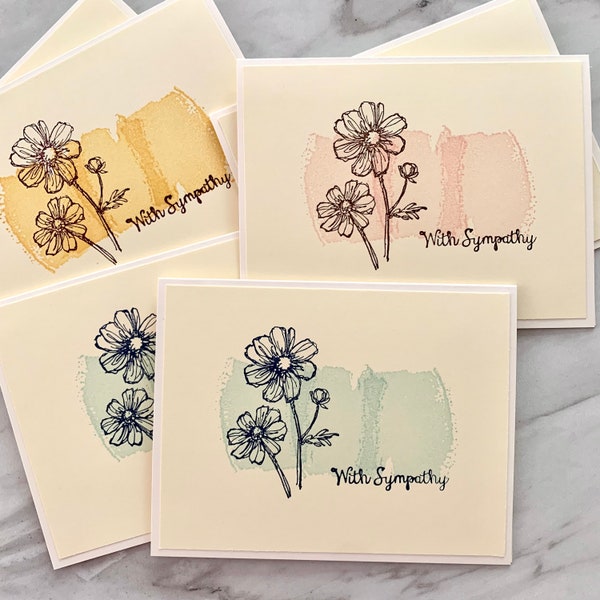 6 Handmade Sympathy Cards. Blank Sympathy Card Set. Condolence Cards