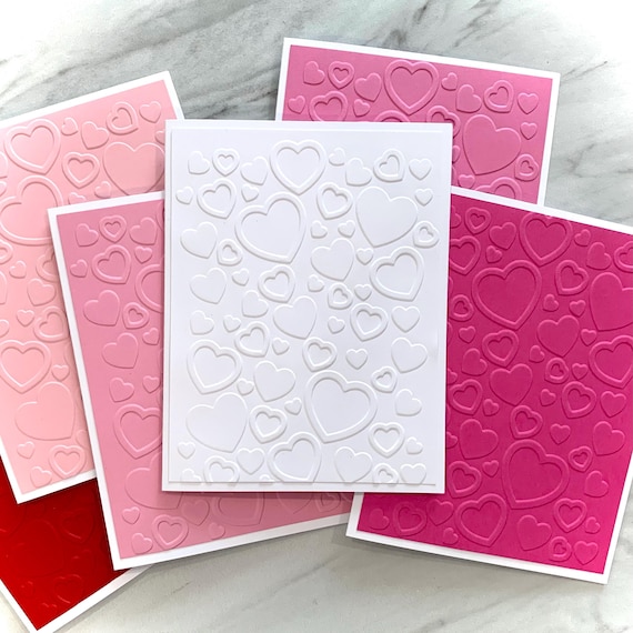Embossed Hearts, Blank Note Cards. Set of 6