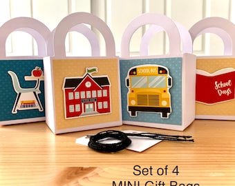 4 Teacher MINI Gift Bags for Gift Cards. Teacher Appreciation Gift, Thank You Bag. 3x3x2 inches