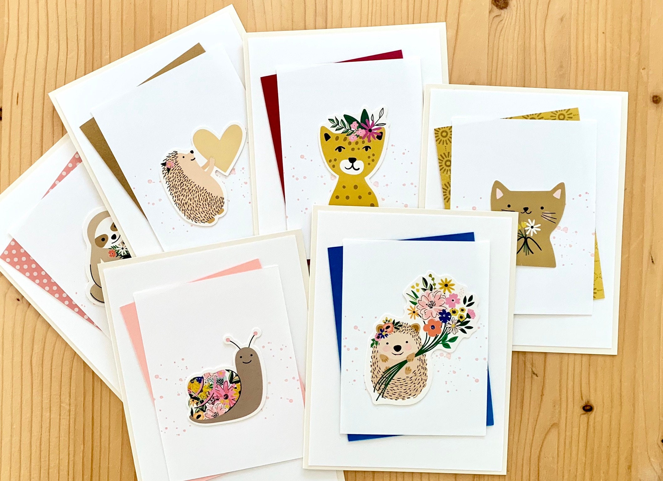Set of 6 Animal Cards. Blank Any Occasion Greeting Cards. | Etsy