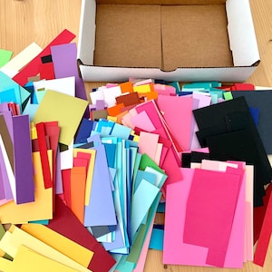 Paper Pieces, Cardstock scraps.  Box of Solid Color Paper Pieces, Bulk