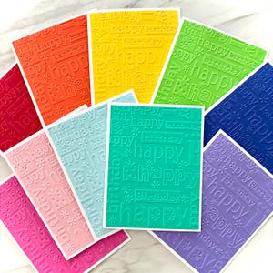 Embossed Birthday Cards. Rainbow Birthday Card Set. Blank Birthday Card Assortment