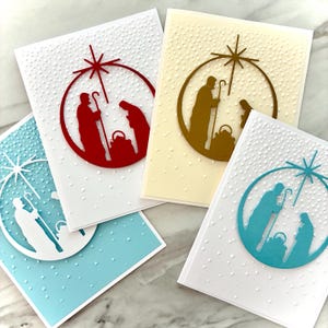 Nativity Christmas Cards, Set of 4.  Blank Inside.