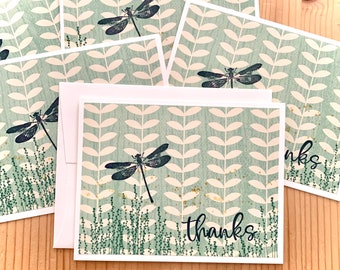 Dragonfly Thank You Cards. Set of 5, Blank Thank You Note Cards