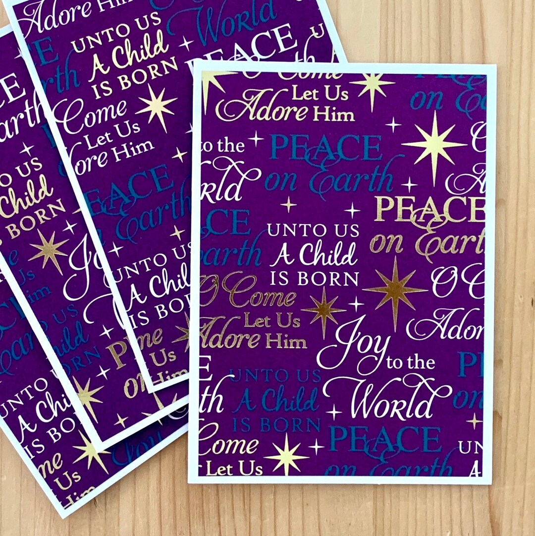 Christian Christmas Cards. Set of 4 or 10 Purple and Gold Foil Etsy