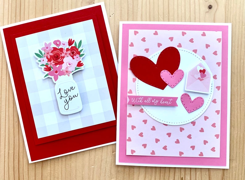 Handmade Valentine Cards. Set of 4 Blank Valentine's Day Etsy