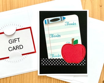 Teacher Appreciation Gift Card Holder, Thank You Greeting Card