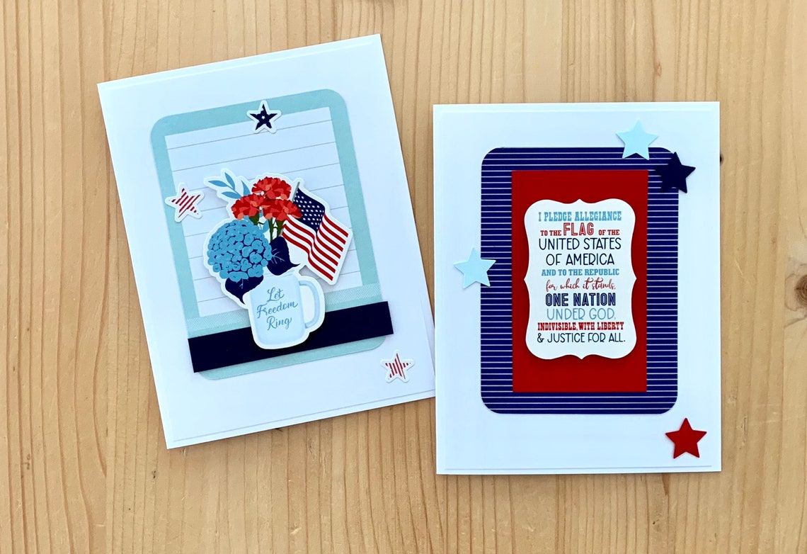 Patriotic Greeting Cards. Set of 4. Blank USA Patriotism | Etsy