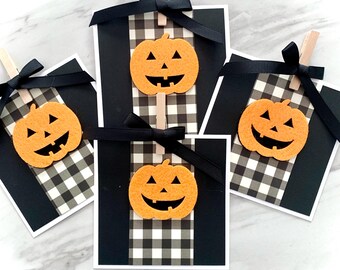 Halloween Gift Tags. Set of 4 Pumpkin Goodie Bag Name Tags
