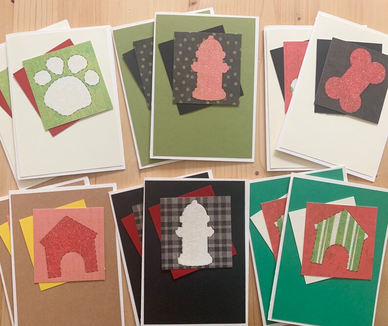 12ct Handmade Dog Cards Blank Dog Greeting Card Set