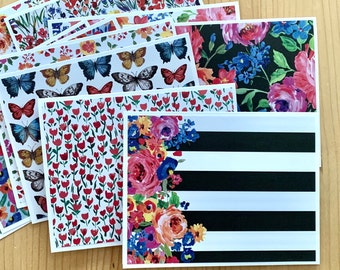 Flower Note Card Set, Set of 12. Assortment of Blank Cards for Any Occasion.