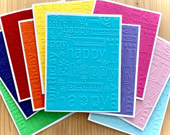 Embossed Birthday Cards. Rainbow Birthday Card Set. Blank Birthday Card Assortment