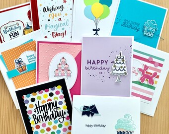 Handmade Birthday Cards. Assortment Set of 10, 25, 50 or 100 Cards. Bulk Order of Happy Birthday Greeting Cards