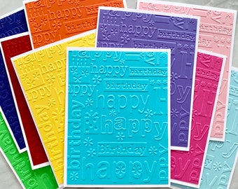 Embossed Birthday Cards. Rainbow Birthday Card Set. Blank Birthday Card Assortment