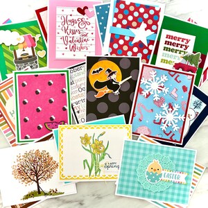 20 Handmade Holiday Cards. Set of Seasonal Greeting Cards for the Entire Year