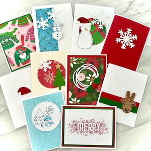 Handmade Christmas Cards. Set of 10, Holiday Greeting Cards, Assorted Designs.