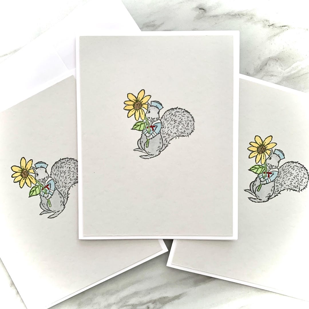 Squirrel Note Cards, Set of 3 Handmade Cards for Any Occasion. Squirrel ...