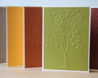5 Embossed Tree cards. Fall Tree Card Set. Autumn note cards. Tree Stationery. Thanksgiving Cards. Tree Gift. Blank Tree Cards