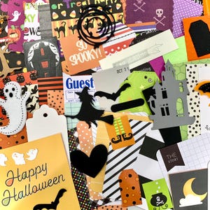 Halloween Ephemera, 200 pieces for DIY Junk Journaling, Mixed Media, and Paper Crafts. Halloween Paper and Embellishments
