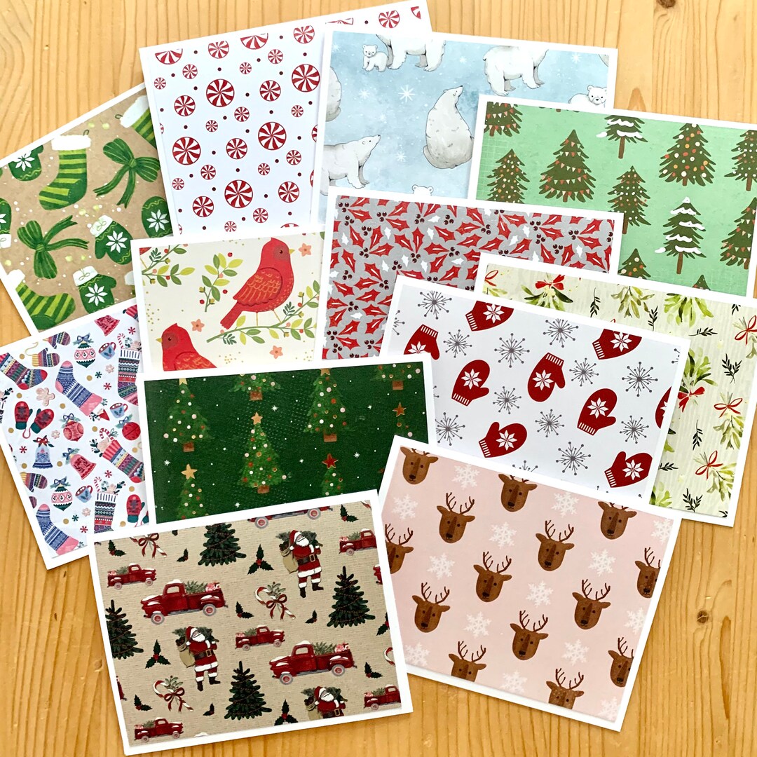 12-christmas-cards-assortment-of-blank-holiday-note-cards-etsy