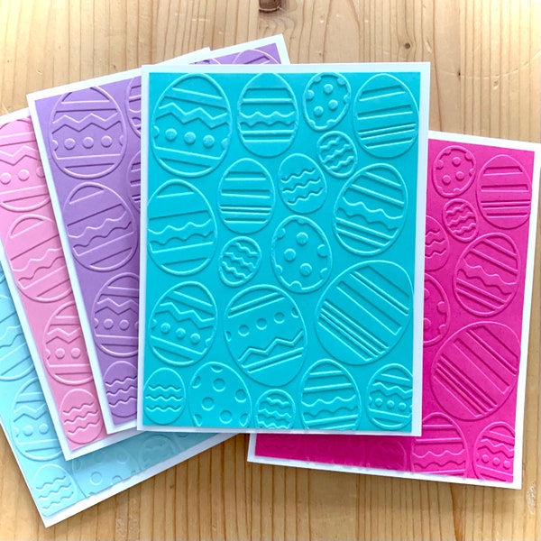 Easter Cards, Handmade.  Set of 5 Embossed Easter Egg Note Cards, Blank Inside