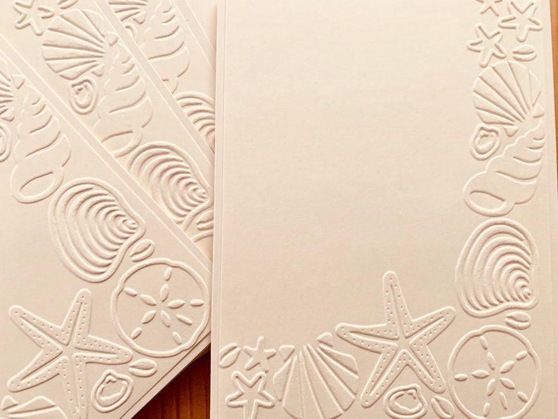 Embossed Seashell Card Set. Handmade Beach Themed Cards. Beach Etsy