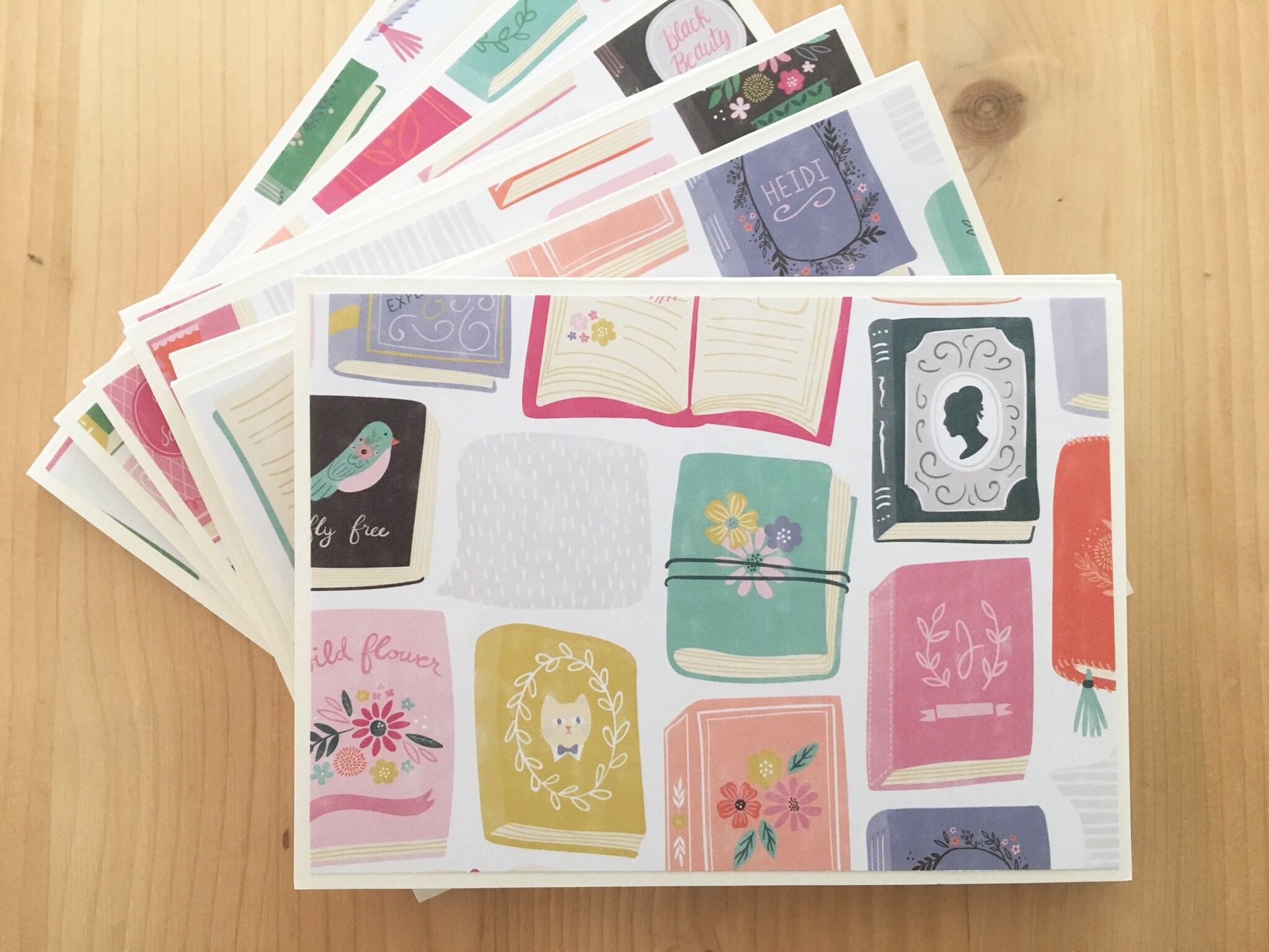 Library Note Card Set. 12 Book Note Cards. Book Lover Gift. Etsy