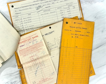 1930's Vintage Office Paper Ephemera. 20 pieces for Junk Journals