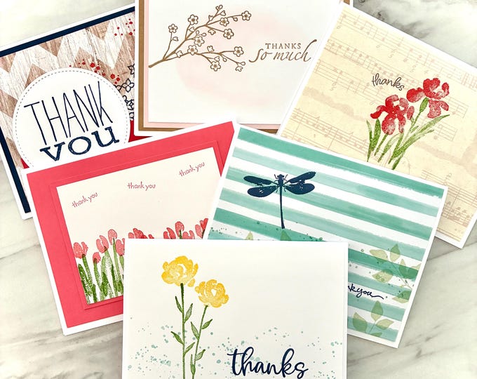6 Handmade Thank You Cards, Variety of Designs. Blank Inside - Etsy