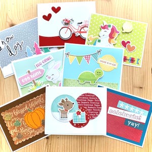8 Handmade Holiday Greeting Card Set: Seasonal Designs