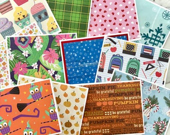 12 Holiday Cards for the Year. Seasonal Stationery Set. Blank Note Cards