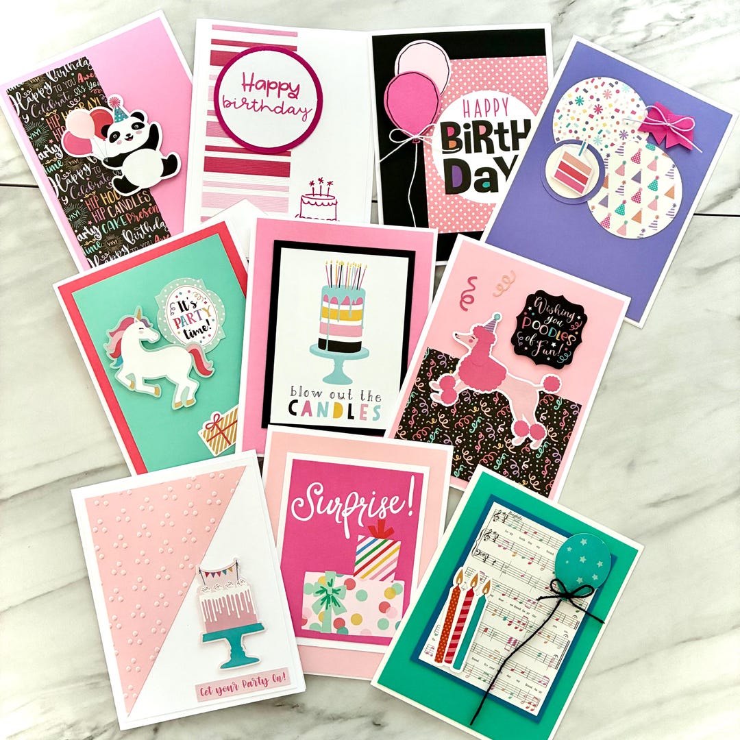 Handmade Birthday Card Pack: 10 Assorted Designs - Etsy