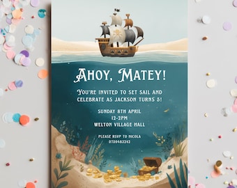 Personalised Pirate Birthday Invitation – Kids Party Template (Digital Download)