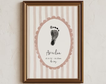 Personalised nursery decor handprint kit new baby gift birth details footprint keepsake