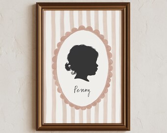 Personalised nursery decor silhouette new baby gift child portrait keepsake
