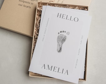 Personalised A5 footprint kit new baby gift birth details handprint kit personalised baby keepsake gift baby shower gift nursery decor