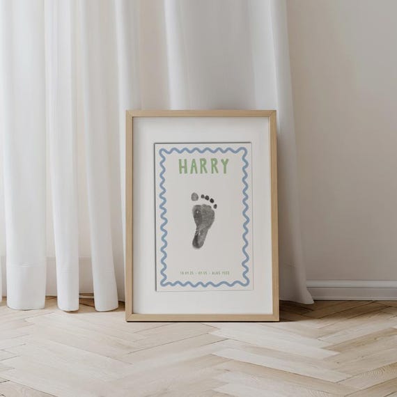 Personalised nursery decor handprint kit new baby gift birth details footprint kit personalised baby keepsake gift colourful nursery decor