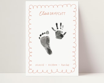 Personalised nursery decor footprint kit new baby gift birth details handprint kit personalised baby keepsake gift colourful nursery decor