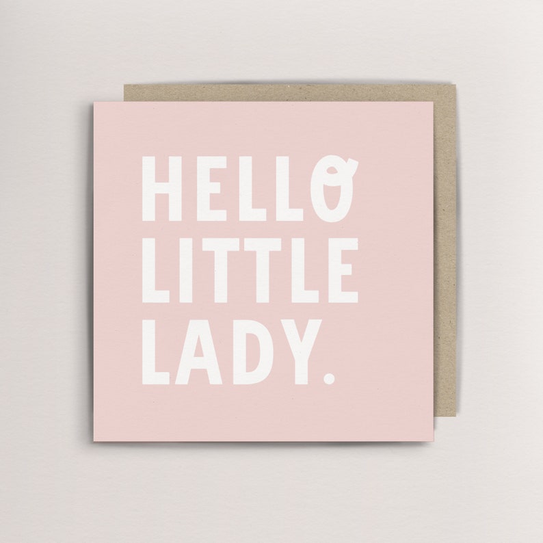 Hello little lady card, New mother greetings card, new baby card, new mum card, congratulations card, new baby card, baby shower card image 1