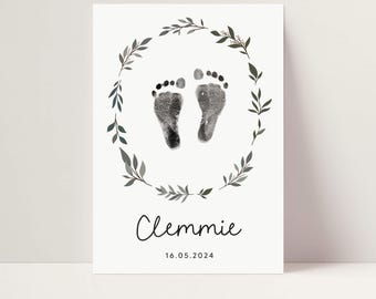 Personalised nursery decor handprint kit new baby gift birth details footprint kit personalised baby keepsake gift colourful nursery decor