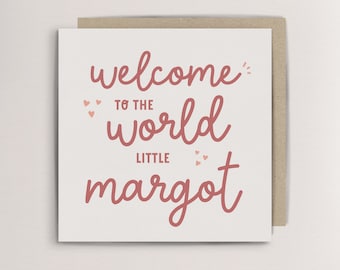 Personalised new baby card welcome to the world new baby gift, personalised new baby card, baby name announcement, congratulations