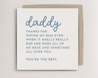 First father's day card Thanks for wiping my bum father's day card, dad birthday card thank you daddy gift