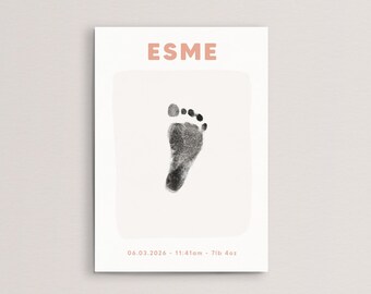 A5 Personalised nursery decor handprint kit new baby gift birth details footprint keepsake