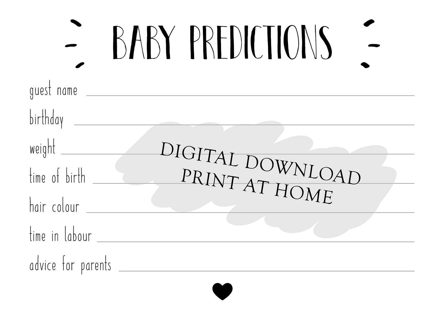 Baby douche voorspellingen DIGITAL DOWNLOAD print at home baby Etsy