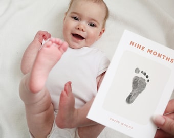 Personalised milestone footprint cards new baby keepsake gift baby milestone gift baby memory box handprint kit